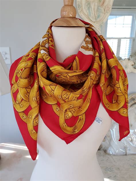 authentic chanel scarf|vintage chanel scarves.